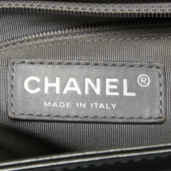 Pre Owned Chanel Grey Patent Leather Large Reverso Boy Flap Bag