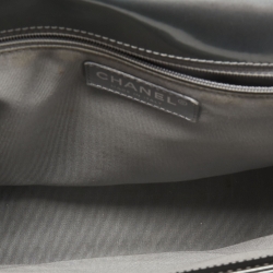 Pre Owned Chanel Grey Patent Leather Large Reverso Boy Flap Bag