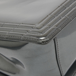 Pre Owned Chanel Grey Patent Leather Large Reverso Boy Flap Bag