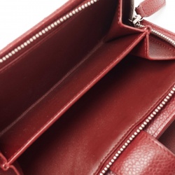 Chanel Red Quilted Caviar Leather CC French Wallet