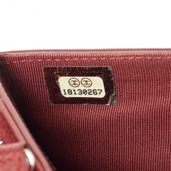 Chanel Red Quilted Caviar Leather CC French Wallet