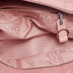 Pre Owned Chanel Pink Leather Square Quilt LAX Bowler Bag