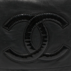 Pre Owned Chanel Black Leather Modern Chain Rhodoid Flap Bag 