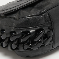 Pre Owned Chanel Black Leather Modern Chain Rhodoid Flap Bag 