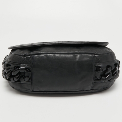 Pre Owned Chanel Black Leather Modern Chain Rhodoid Flap Bag 