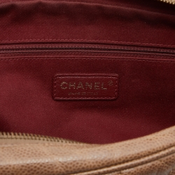 Pre Owned Chanel Brown Quilted Crumpled Caviar Leather Large Shiva Flap Bag