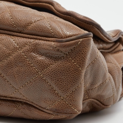 Pre Owned Chanel Brown Quilted Crumpled Caviar Leather Large Shiva Flap Bag