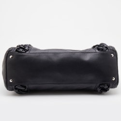 Pre Owned Chanel Black Leather Modern Chain Rhodoid East West Tote