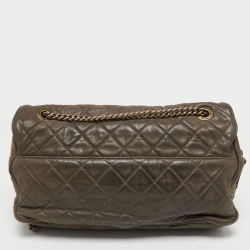 Pre Owned Chanel Bronze Quilted Iridescent Leather Jumbo Portobello Flap Bag