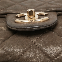 Pre Owned Chanel Bronze Quilted Iridescent Leather Jumbo Portobello Flap Bag