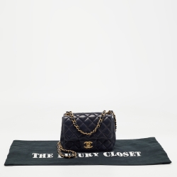 Chanel Navy Blue Quilted Leather Mini Square Classic Flap Bag