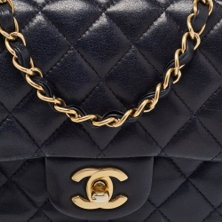 Chanel Navy Blue Quilted Leather Mini Square Classic Flap Bag