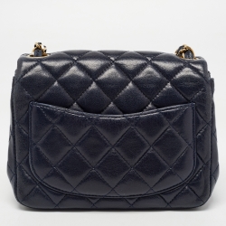 Chanel Navy Blue Quilted Leather Mini Square Classic Flap Bag