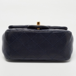 Chanel Navy Blue Quilted Leather Mini Square Classic Flap Bag