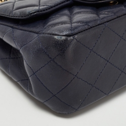 Chanel Navy Blue Quilted Leather Mini Square Classic Flap Bag