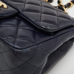 Chanel Navy Blue Quilted Leather Mini Square Classic Flap Bag