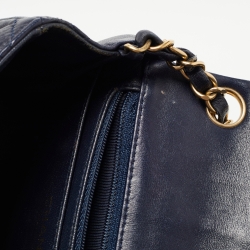 Chanel Navy Blue Quilted Leather Mini Square Classic Flap Bag