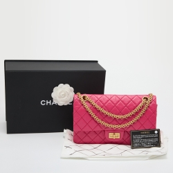Pre Owned Chanel Pink Quilted Leather Reissue 2.55 Classic 225 Flap Bag