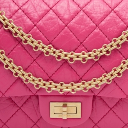 Pre Owned Chanel Pink Quilted Leather Reissue 2.55 Classic 225 Flap Bag