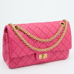 Pre Owned Chanel Pink Quilted Leather Reissue 2.55 Classic 225 Flap Bag