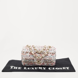 Pre Owned Chanel White/Multiicolor Quilted Tweed New Mini Classic Flap Bag