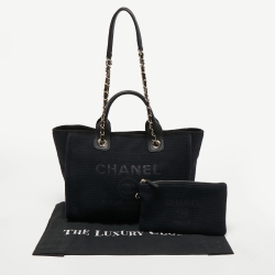 Pre Owned Chanel Black Canvas Small Deauville Tote