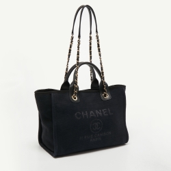 Pre Owned Chanel Black Canvas Small Deauville Tote