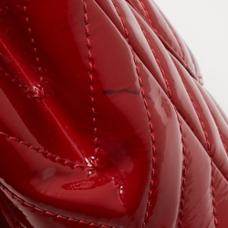 Pre Owned Chanel Red Chevron Patent Leather Maxi Classic Single Flap Bag