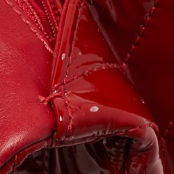 Pre Owned Chanel Red Chevron Patent Leather Maxi Classic Single Flap Bag