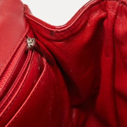 Pre Owned Chanel Red Chevron Patent Leather Maxi Classic Single Flap Bag