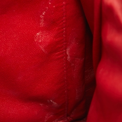 Pre Owned Chanel Red Chevron Patent Leather Maxi Classic Single Flap Bag