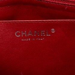 Pre Owned Chanel Red Chevron Patent Leather Maxi Classic Single Flap Bag