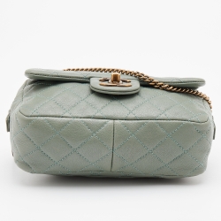 Pre Owned Chanel Green Quilted Leather Camera Case Flap Bag