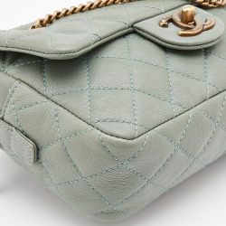 Pre Owned Chanel Green Quilted Leather Camera Case Flap Bag