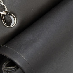 Pre Owned Chanel Dark Grey Quilted Leather CC Maxi Classic Double Flap Bag