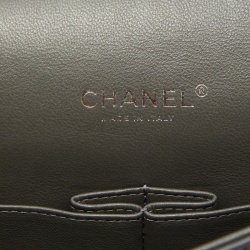 Pre Owned Chanel Dark Grey Quilted Leather CC Maxi Classic Double Flap Bag