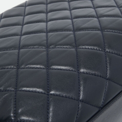 Pre Owned Chanel Navy Blue Quilted Leather Perfect Edge Tote