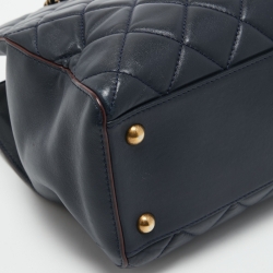 Pre Owned Chanel Navy Blue Quilted Leather Perfect Edge Tote