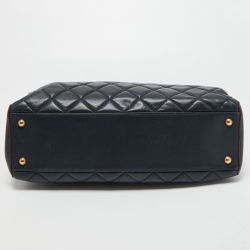 Pre Owned Chanel Navy Blue Quilted Leather Perfect Edge Tote