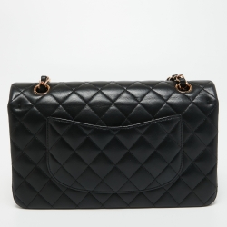Pre Owned Chanel Black Quilted Leather Medium Classic Double Flap Bag