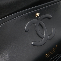Pre Owned Chanel Black Quilted Leather Medium Classic Double Flap Bag