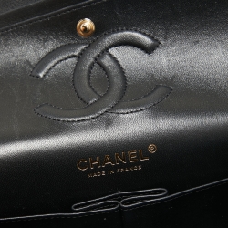 Pre Owned Chanel Black Quilted Leather Medium Classic Double Flap Bag