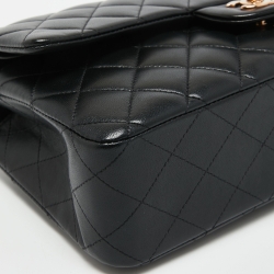 Pre Owned Chanel Black Quilted Leather Medium Classic Double Flap Bag
