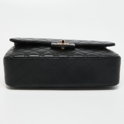 Pre Owned Chanel Black Quilted Leather Medium Classic Double Flap Bag