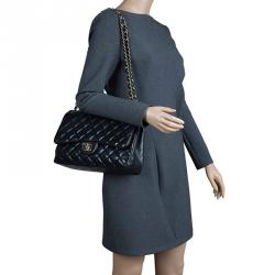 مملوكة مسبقًا Chanel Black Quilted Leather Jumbo Classic Double Flap Bag