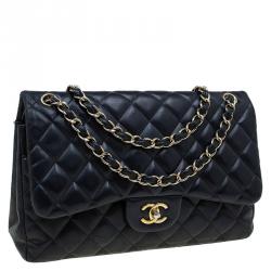 مملوكة مسبقًا Chanel Black Quilted Leather Jumbo Classic Double Flap Bag
