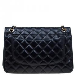 مملوكة مسبقًا Chanel Black Quilted Leather Jumbo Classic Double Flap Bag