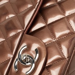 Pre Owned Chanel Old Rose Coated Canvas Maxi Classic Double Flap Bag