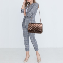Pre Owned Chanel Old Rose Coated Canvas Maxi Classic Double Flap Bag