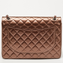 Pre Owned Chanel Old Rose Coated Canvas Maxi Classic Double Flap Bag